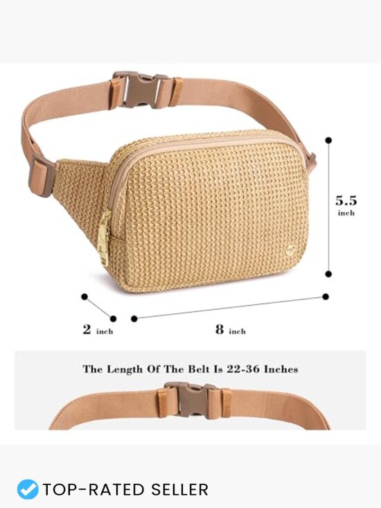 Faux Straw Belt Bag Summer Beach Crossbody Fanny Pack Travel Waist Pockets main image 4